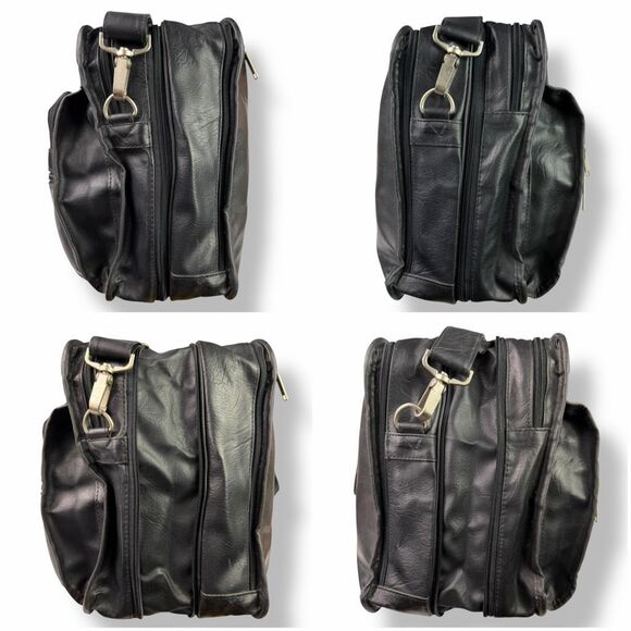 Vintage Briefcase Laptop Travel Bag Distressed Black Leather Rustic Rugged - Picture 8 of 15